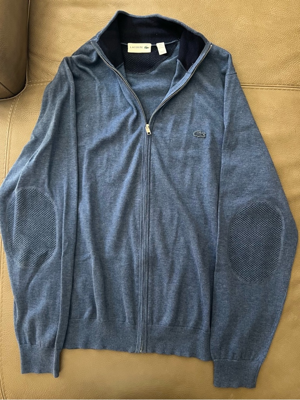 Lacoste Men's Blue Zip-Up Knit Sweater